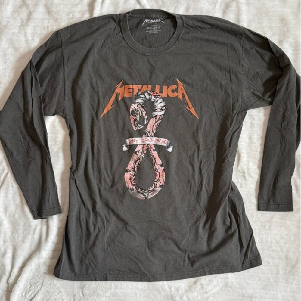 Official Metallica Don't Tread On Me Long Sleeve Graphic Band Tee Charcoal xl